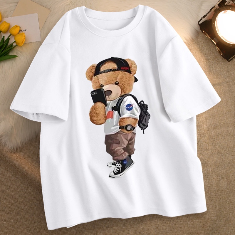 D327 (พร้อมส่ง）เสื้อยืดแขนสั้ง สำหรับชายและหญิง.ลายแฟชั่งนานาชาติ ใส่เทียวออกกำลังกายได้