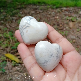 ฮาวไลท์ | Howlite 🤍 ทรงหัวใจ หินมีรอยบิ่น หินสีขาว