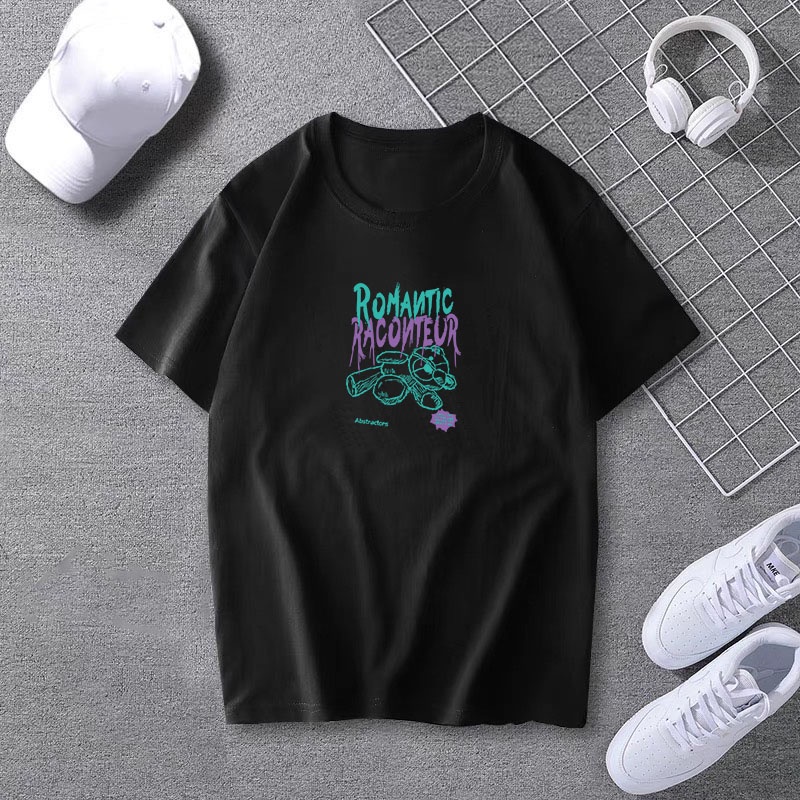 เสื้อทีเชิร์ตเสื้อยืดคอกลมแฟชั่นSportขาว-ดำ พร้อมส่ง T-586