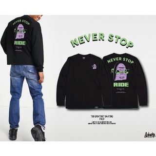 เสื้อยืดสีขาว เสื้อแขนยาว Never Stop  (Long)  สีดำ ( ลิขสิทธิ์แท้ ) M L XL 2XL ใส่ได้ ผู้ชาย ผู้หญิง  TL