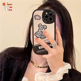 INS Lovely Couple Plaid Bear Printing Phone Case For iPhone 13 12 11 Pro Max X XR Xs Max 8 7 Plus SE 2020 Soft Silicone Casing Anti-fall Protective Cover