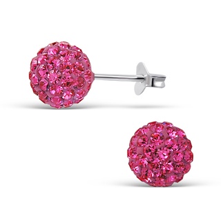 SILVER THAI rose crystal Ball stud Earring disco ball silver stud Earringสีกุหลาบคริสตัลต่างหูสตั๊ดลูกบอลดิสโก้