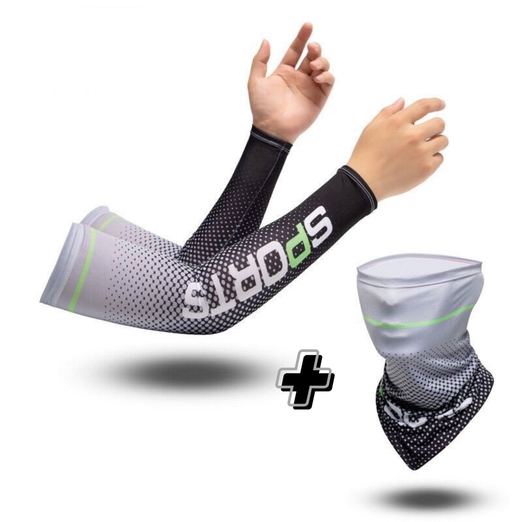 ปลอกแขนกันแดด และ ปลอกแขน+ผ้าบัฟ กันแสง UV ช่วยลดความร้อน ผ้าลื่น ใส่แล้วเย็น มีทั้งหมด 5 สี