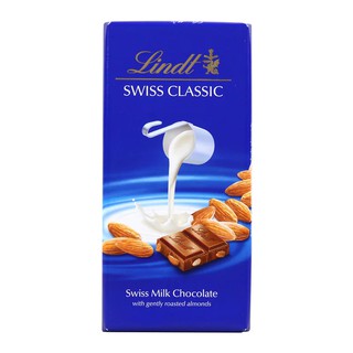 ลินด์สวีสคลาสสิคช็อกโกแลตนมสอดไส้อัลมอนด์เต็มเม็ด 100กรัม Lindt Sweet Classic Milk Chocolate Filled with Almonds 100g.