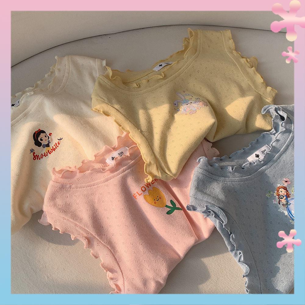 ️️เสื้อยืดแขนกุด ผ้าฝ้ายแท้ แบบบาง แต่งลูกไม้ ขนาดเล็ก สไตล์เกาหลีตะวันตก แฟชั่นฤดูร้อน สําหรับเด็กผู้หญิง