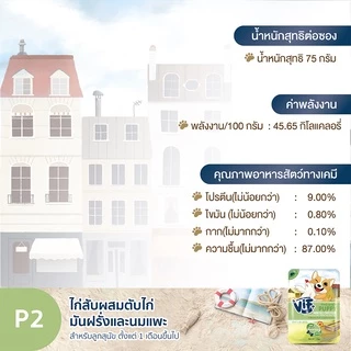 วิฟ (อาหารสำหรับสุนัข) : P2 ไก่สับสับผสมตับไก่ มันฝรั่งและนมแพะ สูตรสำหรับลูกสุนัข