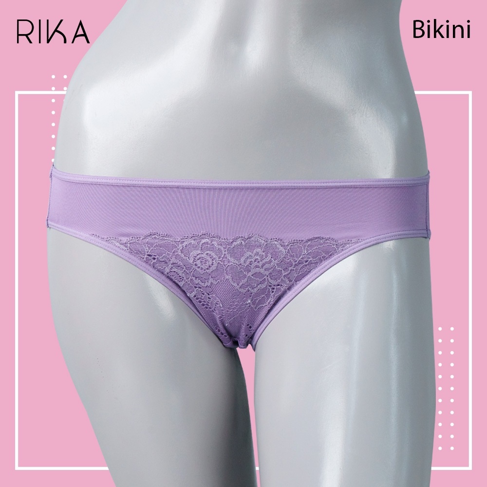 RIKA กางเกงชั้นในสตรี FG2209 ทรง BIKINI แต่งลูกไม้ ดีไซน์เรียบหรู ทันสมัย ผ้า Tactel นุ่ม ยืด สวมใส่สบาย มีหลายสี(M-XL)