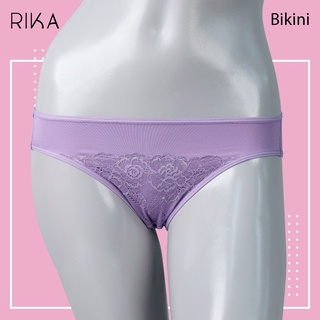RIKA กางเกงชั้นในสตรี FG2209 ทรง BIKINI แต่งลูกไม้ ดีไซน์เรียบหรู ทันสมัย ผ้า Tactel นุ่ม ยืด สวมใส่สบาย มีหลายสี(M-XL)