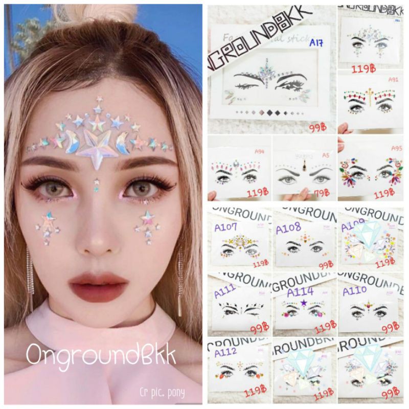 พร้อมส่งสติกเกอร์ติดหน้าแบบคริสตัล เพชรติดหน้า