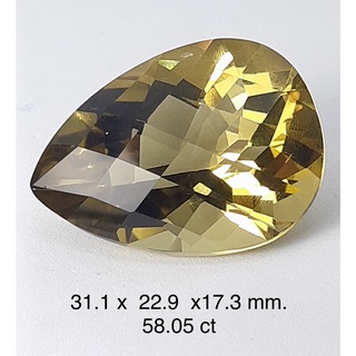 58.05 ct มะนาว ควอตซ์ แท้ ธรรมชาติ Natural Lemon Quartz Pear Shape Pineapple Cut Loose Gemstone For Fine Jewelry