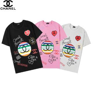 Chanel ผู้ชายและผู้หญิงแฟชั่นลำลองเสื้อยืดแขนสั้น