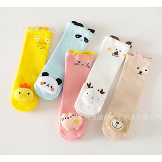 ถุงเท้าเด็ก (SK35) - ข้อยาว 10 สี ตุ๊กตานูน มีกันลื่น