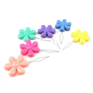 30pcs Random Color plastic+metal Flower Head Wire Loop DIY Needle Threader Stitc