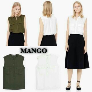 MANGO Sleeveless Blouse เสื้อแขนกุดผ้าพริ้วบางเนื้อดี󾬑 เสื้อแขนกุด