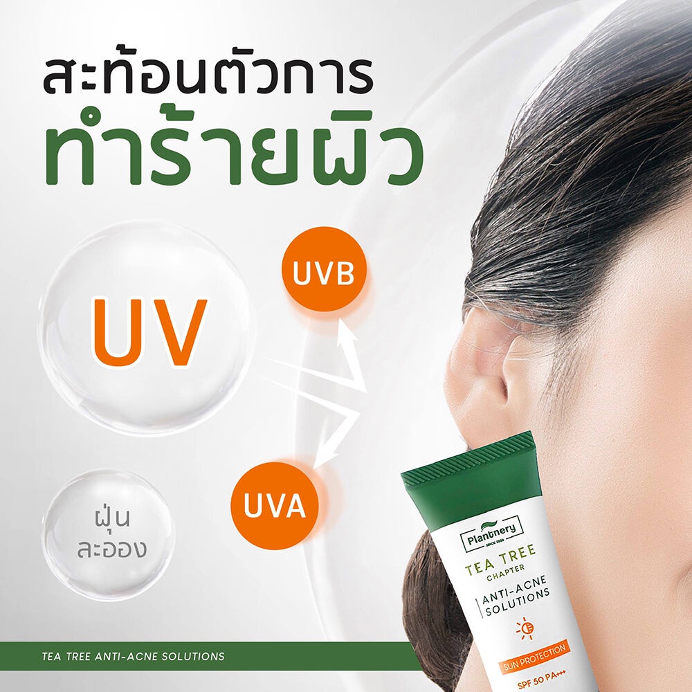 ครีมกันแดด Plantnery Tea Tree Sunscreen Acne Oil Control SPF 50 PA 30g ...