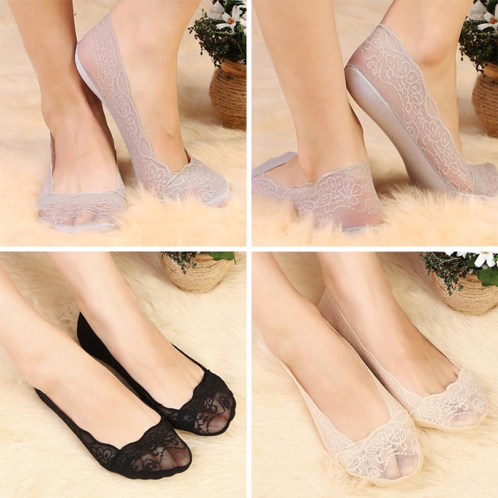 ☆YOLA☆ Fashion Low Cut Socks Cotton Liner No Show Women Lace Invisible ...