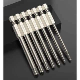 Security Tamper-proof ไขควง Bits Torx หัว 50/75/100/150 มม., 6 จุด S2 เหล็กแม่เหล็ก Tamper Proof Star ไขควงเครื่องมือ Bit 1/4 "Hex Shank T5-T40