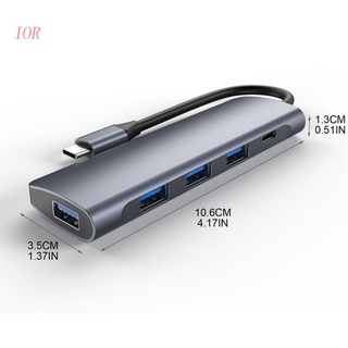 Ior 5 in 1 อะแดปเตอร์ฮับ USB C พร้อม 4 พอร์ต USB3.0 PD3.0 87W