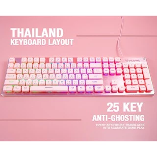 [สินค้ารับประกัน 1 ปี] Nubwo คีย์บอร์ด RUBBER DOME SWITCHES รุ่น FORTUNE NK032 PINK EDITION Keyboard Gaming
