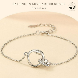 MNL💗Falling in Amour Silver สร้อยข้อมือห่วงคล้องหัวใจ สร้อยข้อมือผู้หญิง สร้อยข้อมือเงิน สร้อยข้อมือแฟชั่น กำไลข้อมือคู่