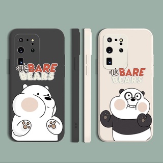 สําหรับ Samsung Galaxy S21 Ultra S20 FE S10 Plus Knock We Bare Bears ขอบสี่เหลี่ยม เคสนิ่ม