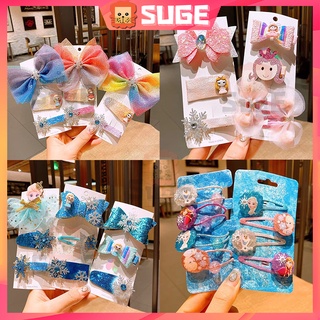 【Suge】 กิ๊บติดผม รูปมงกุฎเจ้าหญิง Frozen Aisha ประดับโบว์ พร้อมกิ๊บติดผม สําหรับเด็ก