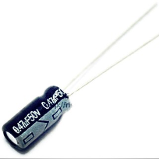 C Capacitor 0.47uF 50V (10ชิ้น) ตัวเก็บประจุ อิเล็กโทรไลต์ คาปาซิเตอร์