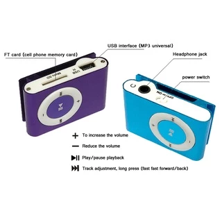เครื่องเล่น Mp3 แบบพกพาขนาดเล็กคลิปเครื่องเล่น Mp3 กีฬาการ์ด TF สีสันสดใสเครื่องเล่นเพลง Mp3