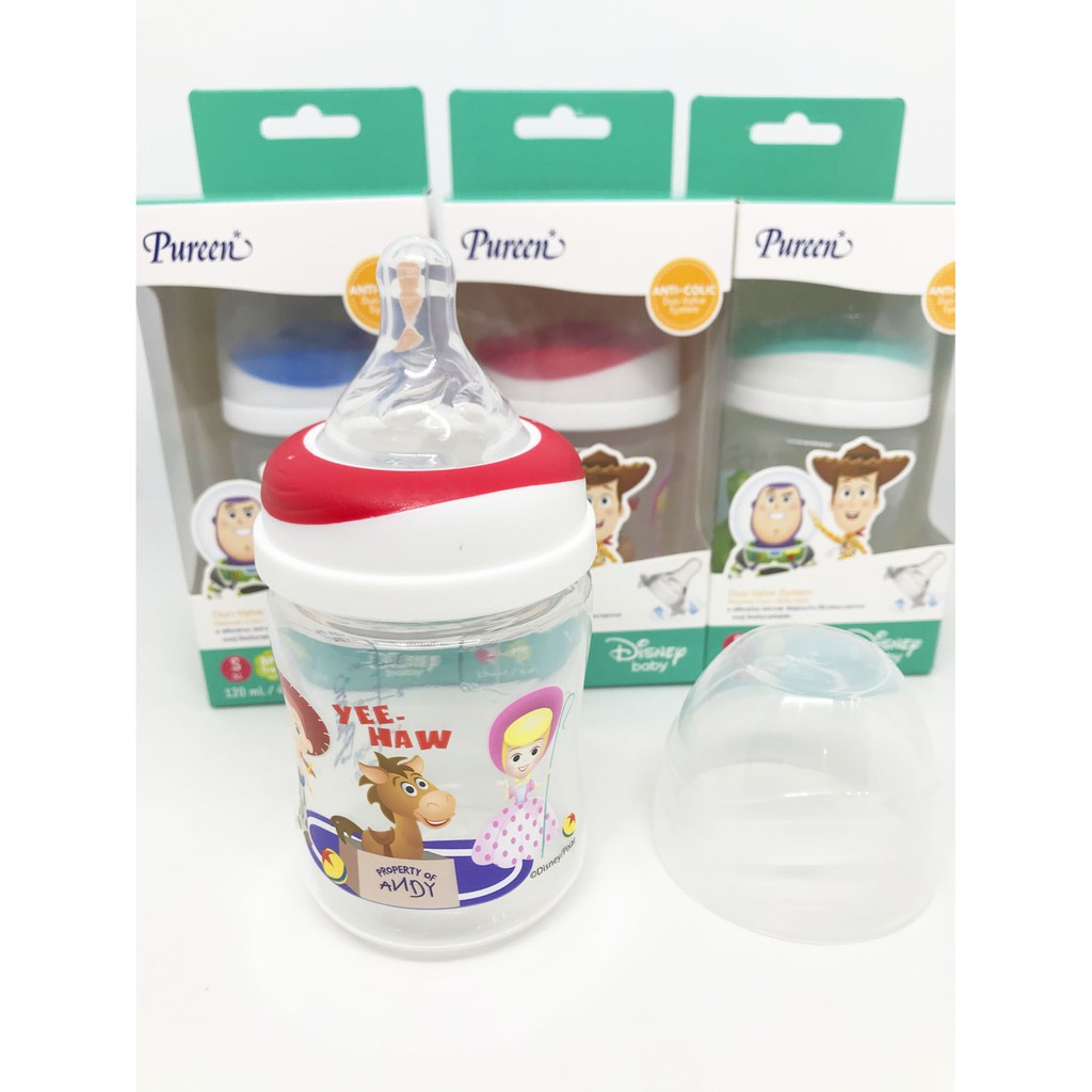 เพียวรีน ขวดนมคอกว้าง 4ออนซ์ พร้อมจุกนม Anti-Colic รุ่น PUREEN Disney Toy Story