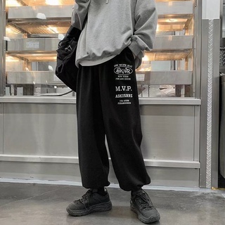 trousers【M-5XL】Korean fashion mens Sweatpants Loose and comfortable casual pants Street hip-hop trend jogging pants Tik Tok Tie feet pants