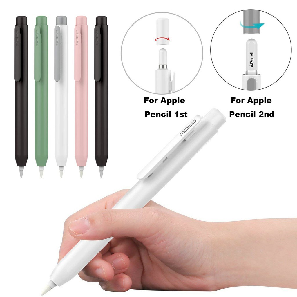 ❂Moko Protective Case Holder for Apple Pencil 1st/2nd with Built-in Clip,Retractable Tip Protection,Spring Button,Secure
