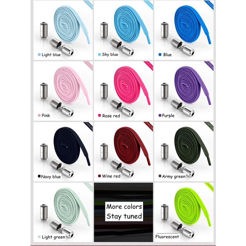 เชือกผูกรองเท้า แบบยืดหยุ่น 21 สี สําหรับเด็ก และผู้ใหญ่ 1 คู่