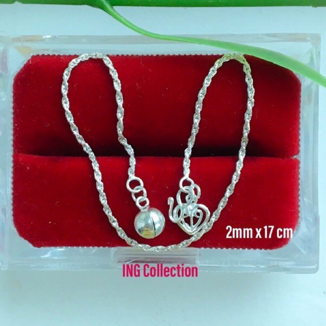 ING สร้อยข้อมือเงินแท้ 925 2 มม. Gelang Perak Tulen