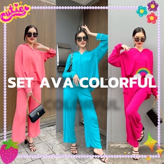 THONGYOY-Set Ava Colourful เซ็ตกางเกงสีพื้น ชุดกางเกงลำลอง ชุดสีพื้นสด ชุดเซ็ทสุดแซ่บ ชุดเที่ยว ชุดออกงาน ชุดใส่สบาย