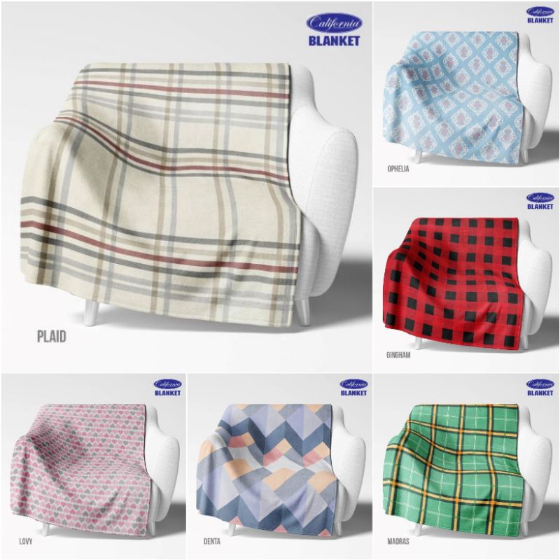 SS CALIFORNIA BLANKET 160x200 PLAID GINGER PHELIA LOVY DENTA MADRAS LAUGH BLACH&WHITE DOTTY MLORRY S