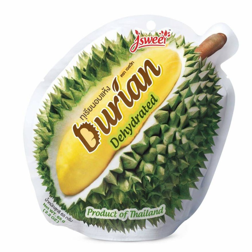 เจฟรุ้ต (Jfruit) ทุเรียนอบแห้ง สูตรน้ำตาลน้อย  Dehydrated Durian Low Sugar 50 g.