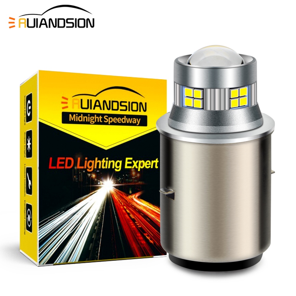 Ruiandsion หลอดไฟหน้ารถจักรยานยนต์ LED 10-30V P15D P36D H6 BA20D BA21D สีขาว สําหรับสกูตเตอร์ รถจักร