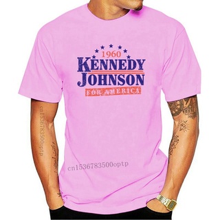 เสื้อยืดผ้าฝ้ายพิมพ์ลายขายดี เสื้อยืดคอกลม ผ้าฝ้าย พิมพ์ลาย Wo novelty Kennedy Johnson 1960 Presidential - JFK สําหรับผู