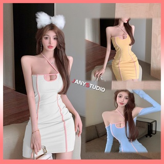 มินิเดรส halter neck mini dress เดรสคล้องคอ เดรสทรงเอ