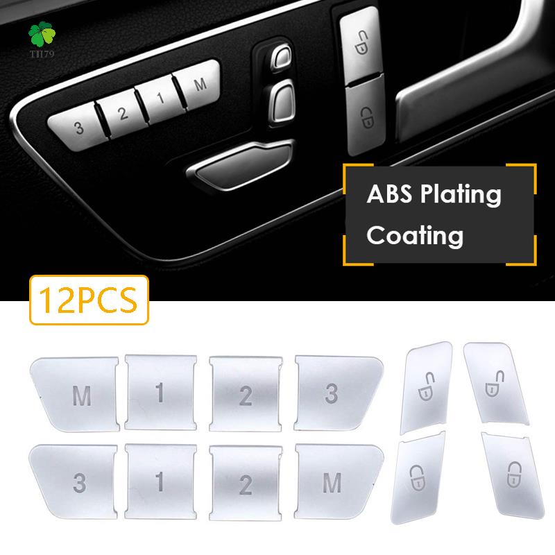 สติกเกอร์เมมโมรี่ล็อคประตูรถยนต์ 12 ชิ้น สําหรับ Mercedes Benz A B C E Class Cla & สติกเกอร์ติดปุ่มสวิตช์หน้าต่าง 12 ชิ้น
