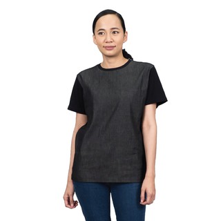 Han&amp;Co.Indigo-T Short Sleeve-Indigo Black เสื้อยืดสีดำตัดต่อผ้า Indigo Black (Women)