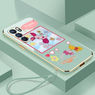 เคสโทรศัพท์มือถือ ชุบไฟฟ้า ขอบตรง ลายหมูนิจิ สําหรับ Oppo RENO 6 6Pro 6Pro plus 6Z FINDX3 x3pro FINDX5