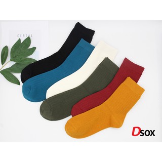 Dsox ถุงเท้าคอตตอนข้อยาวสีพื้น (Old School) คละสี แพ็ค 6 คู่