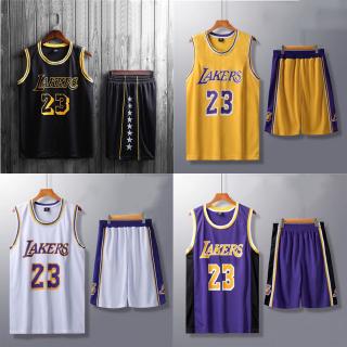 เสื้อกีฬาบาสเก็ตบอล ลายทีม Lakers 23 ชุดเยือน สําหรับเด็ก