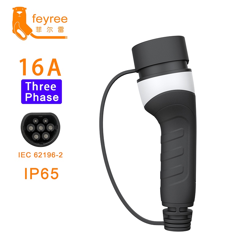 Feyree อะแดปเตอร์ซ็อกเก็ตชาร์จไฟฟ้า EV Type2 ตัวเมีย 16A 32A สามเฟส 11KW 22KW IEC62196 สําหรับด้านข้