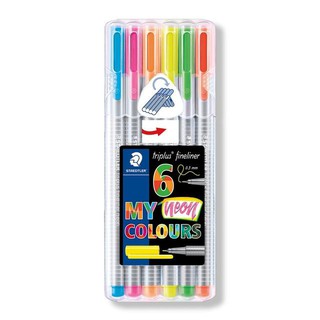 Staedtler ชุดปากกาสีหัวเข็ม Triplus Fineliner 6 สี Neon 0.3 มม.