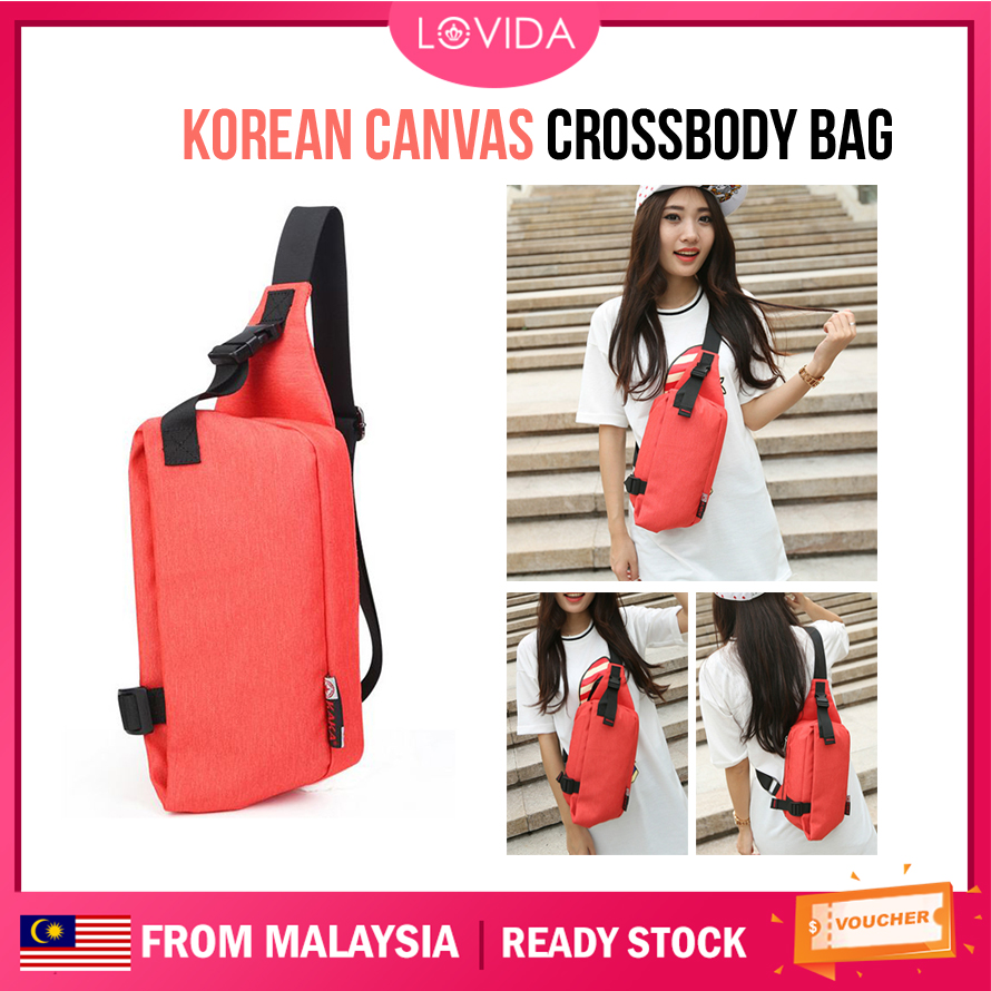 LOVIDA Authentics Korean Premium Business Trip Travel Canvas Crossbody Shoulder Bag Bags Beg KK02
