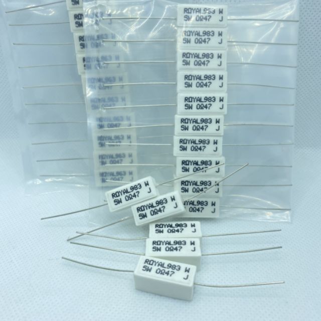 (จำนวน 10 ตัว) Resistor R กระเบื้อง 5W 0.1E-0.5E ยี่ห้อ Royalohm