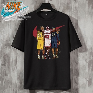 Nike Air Jordan เสื้อยืดสูงสําหรับผู้ชายพิมพ์แฟชั่นกีฬาเสื้อยืดคุณภาพผ้าฝ้าย ;~T