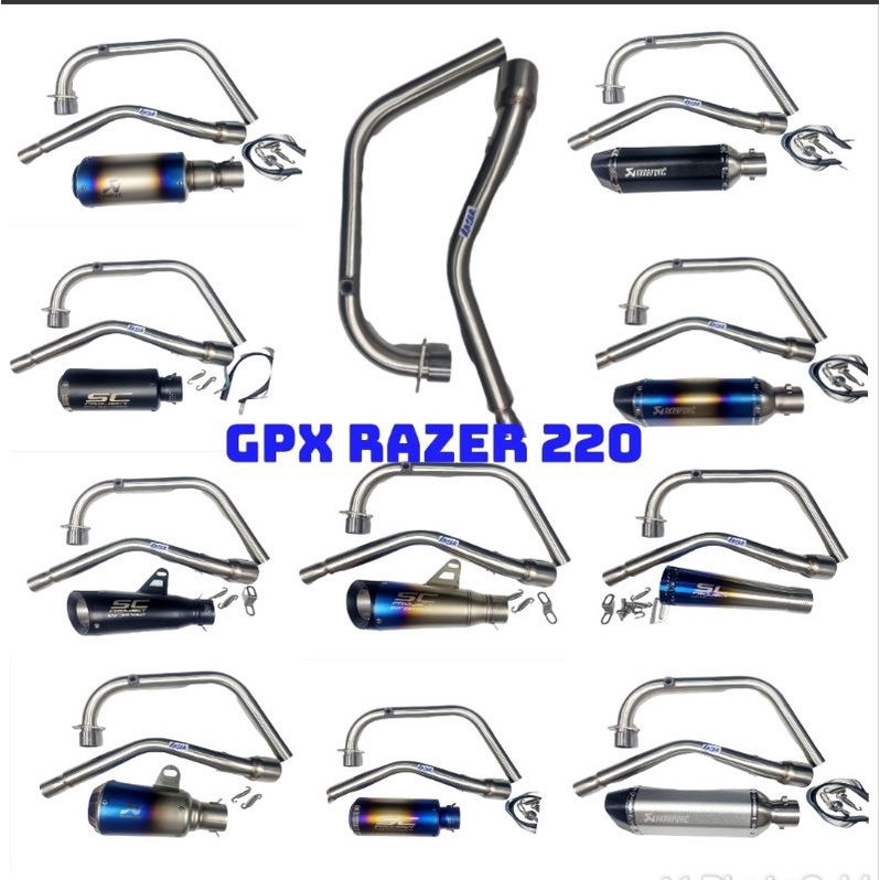 Sale!!! คอท่อสแตนเลส GPX Razer 220 สำหรับคอท่อ 2 นิ้ว พร้อมปลายท่อ  หลายแบบให้เลือก อุปกรณ์ครบ เข้าชุดกันสุดๆ